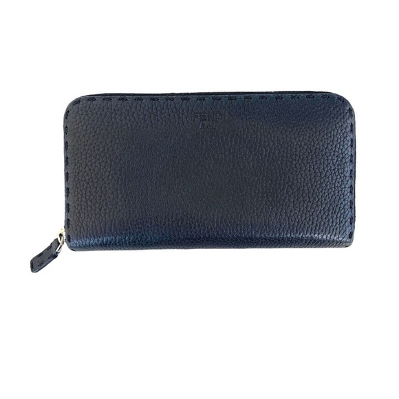 Fendi Black Pebbled Leather Zip Long Wallet - Picture 1 of 13